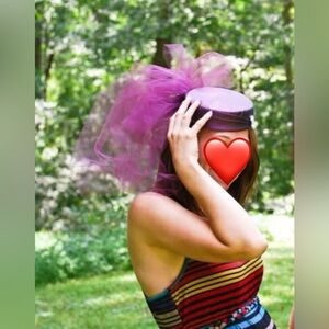 Vintage Purple Fascinator type Hat with Veil and faux gem detail